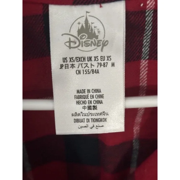 Disney Store Minnie Mouse Plaid‎ Nightshirt Women's XS Christmas Nightgown Warm - Picture 3 of 7